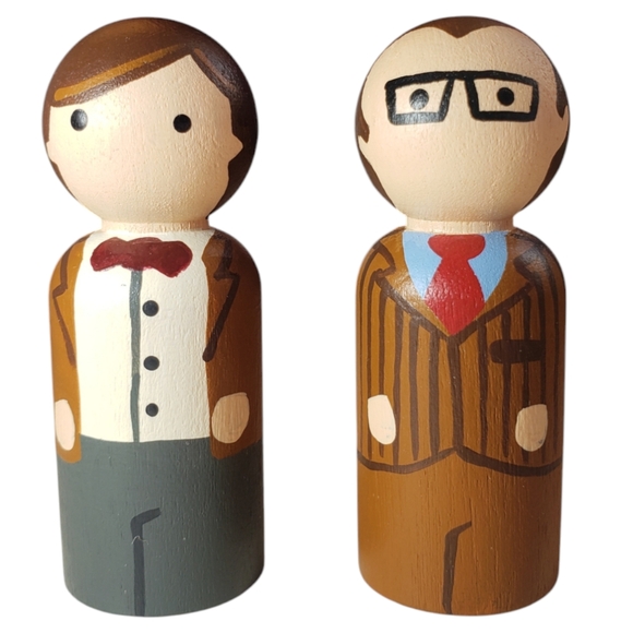 Unique handmade Doctor Who 10th & 11th Doctors peg dolls - Picture 1 of 5